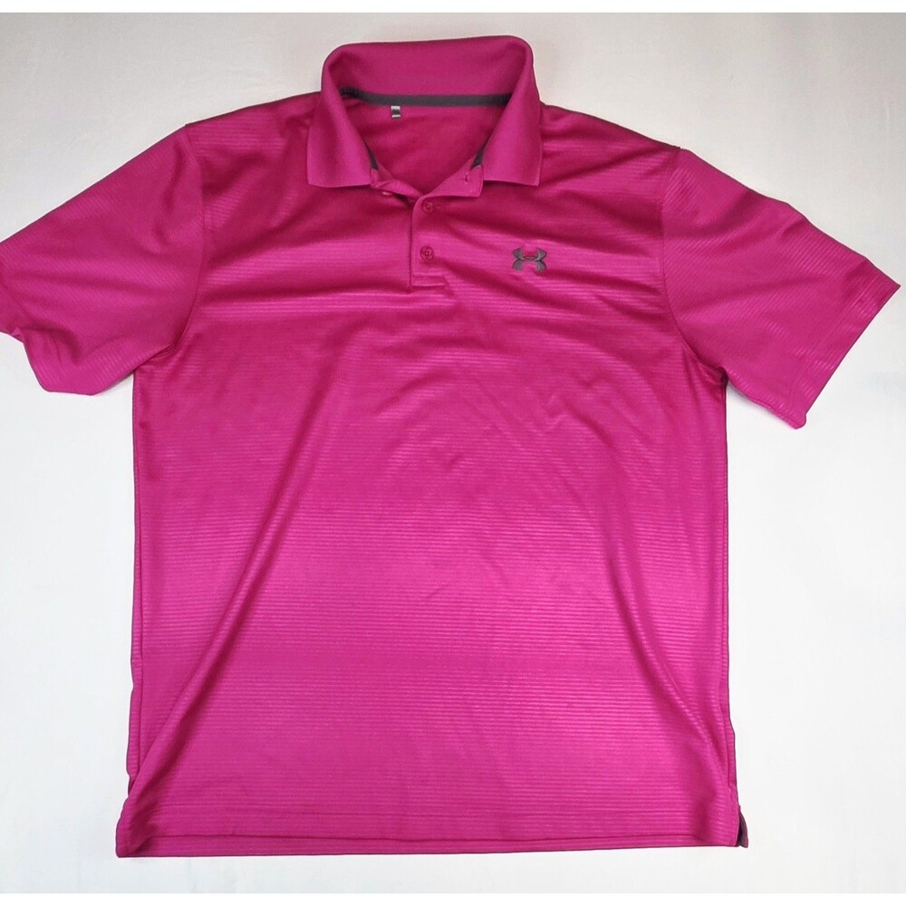 Under Armour Men's Performance Golf Polo Vibrant Magenta Pink  Size Large